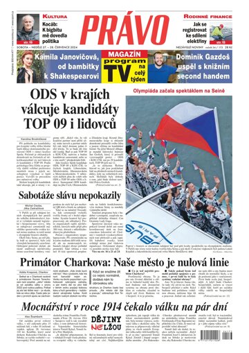 Obálka e-magazínu Deník Právo 27.7.2024