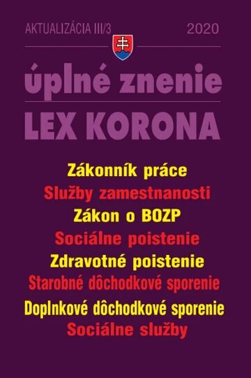 Obálka knihy Aktualizácia III/3 2020 - LEX-KORONA