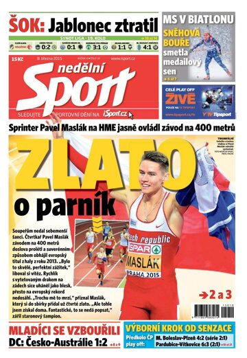 Obálka e-magazínu Nedělní Sport 8.3.2015