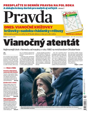 Obálka e-magazínu Pravda 21. 12. 2016