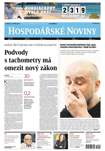 Obálka e-magazínu Hospodářské noviny 104 - 31.5.2018