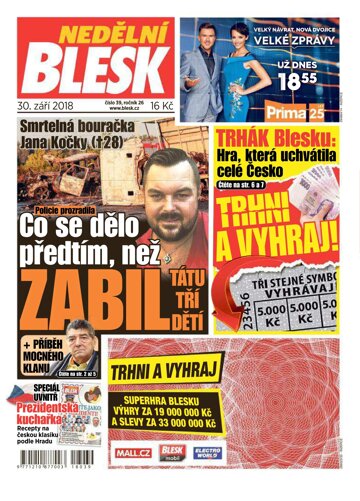 Obálka e-magazínu Nedělní Blesk 30.9.2018