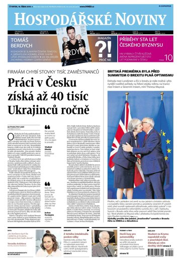 Obálka e-magazínu Hospodářské noviny 201 - 18.10.2018