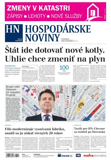 Obálka e-magazínu Hospodárske noviny 24.10.2018