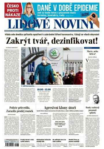 Obálka e-magazínu Lidové noviny 19.3.2020