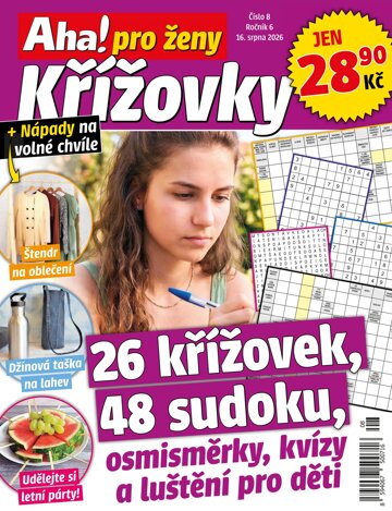 Obálka e-magazínu Aha! pro ženy křížovky 8/2026