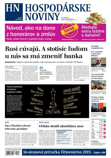 Obálka e-magazínu Hospodárske noviny 24.02.2015
