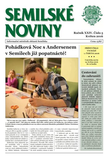 Obálka e-magazínu Semilské Noviny 5/2016