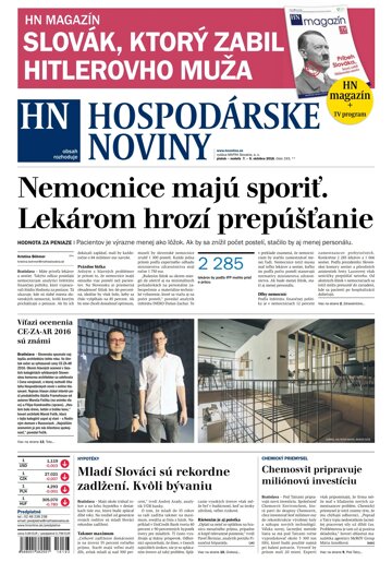 Obálka e-magazínu Hospodárske noviny 07.10.2016