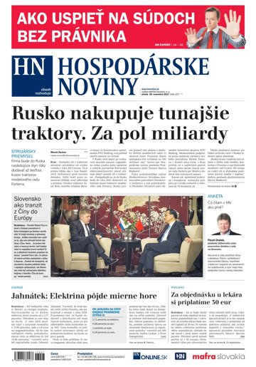 Obálka e-magazínu Hospodárske noviny 29.11.2017