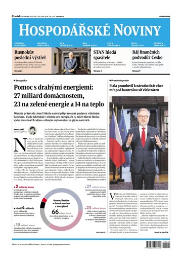 Obálka e-magazínu Hospodářské noviny 122 - 23.6.2022
