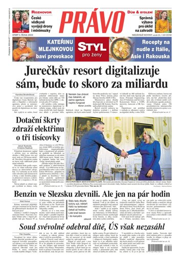 Obálka e-magazínu Deník Právo 3.10.2023
