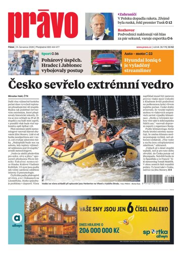 Obálka e-magazínu Deník Právo 31.7.2026