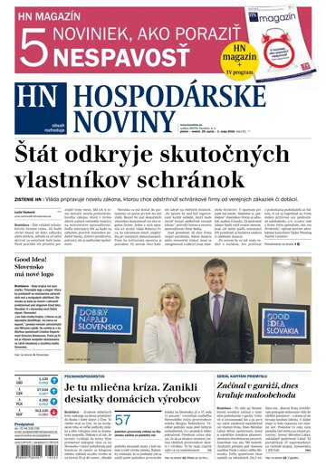 Obálka e-magazínu Hospodárske noviny 29.04.2016