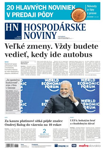 Obálka e-magazínu Hospodárske noviny 24.01.2018