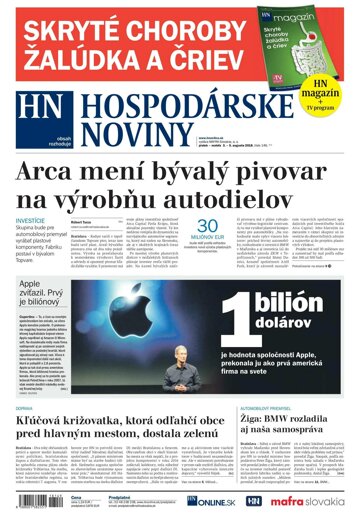 Obálka e-magazínu Hospodárske noviny 03.08.2018