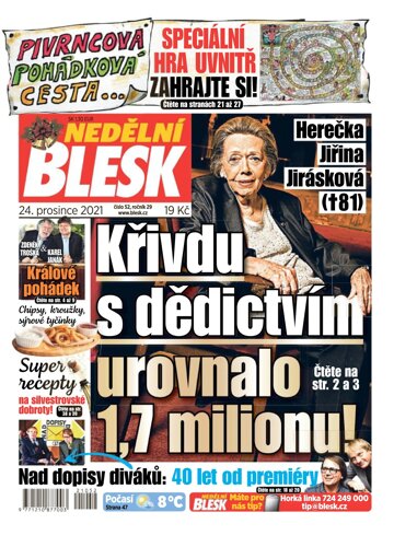 Obálka e-magazínu Nedělní Blesk 26.12.2021