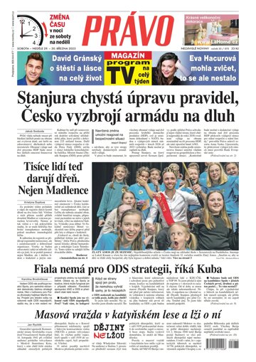 Obálka e-magazínu Deník Právo 29.3.2025