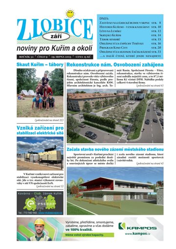 Obálka e-magazínu Zlobice noviny pro Kuřim a okolí 9/2025