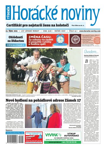 Obálka e-magazínu Horácké Noviny 43/2025