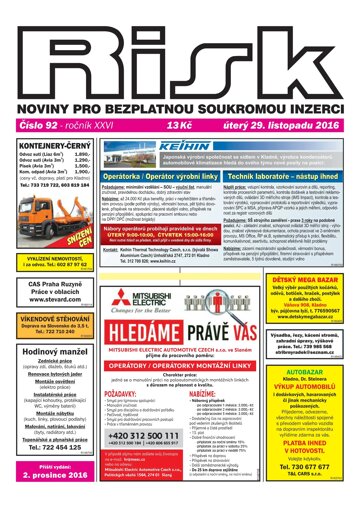 Obálka e-magazínu Risk 92/2016