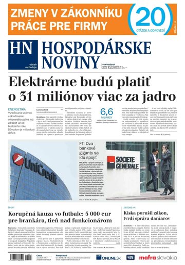 Obálka e-magazínu Hospodárske noviny 05.06.2018