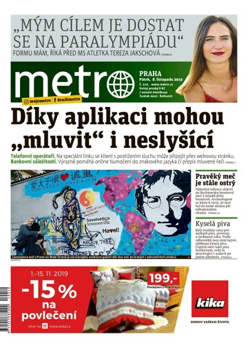 Obálka e-magazínu deník METRO 8.11.2019