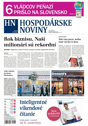 Obálka e-magazínu Hospodárske noviny 05.11.2015