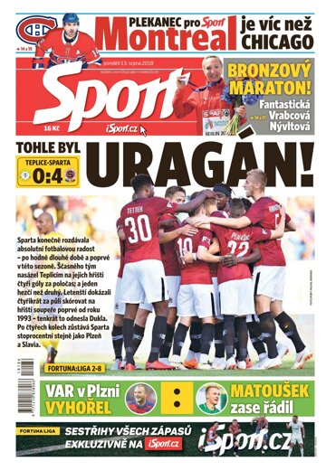 Obálka e-magazínu Sport 13.8.2018