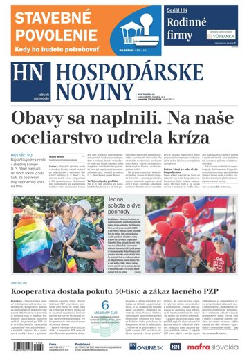 Obálka e-magazínu Hospodárske noviny 22.07.2019