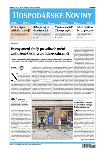 Obálka e-magazínu Hospodářské noviny 194 - 7.10.2021