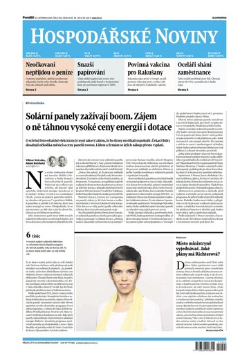 Obálka e-magazínu Hospodářské noviny 224 - 22.11.2021
