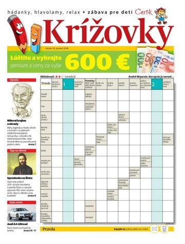 Obálka e-magazínu Krížovky 16. 1. 2016