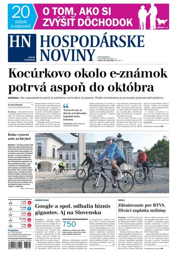 Obálka e-magazínu Hospodárske noviny 26.05.2016
