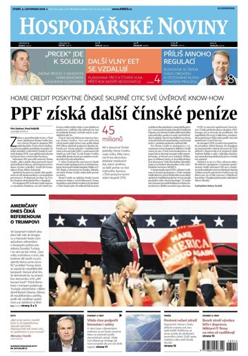 Obálka e-magazínu Hospodářské noviny 214 - 6.11.2018