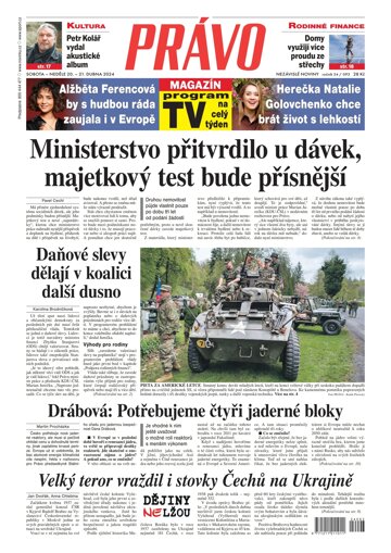 Obálka e-magazínu Deník Právo 20.4.2024