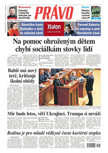 Obálka e-magazínu Deník Právo 27.3.2025