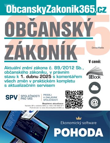 Obálka knihy Občanský zákoník 2025 s úvodním komentářem změn