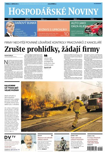 Obálka e-magazínu Hospodářské noviny 150 - 5.8.2015