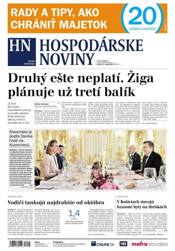Obálka e-magazínu Hospodárske noviny 17.05.2018