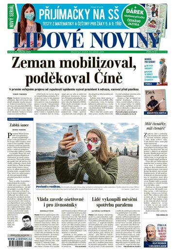 Obálka e-magazínu Lidové noviny 20.3.2020