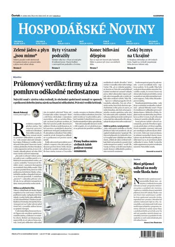 Obálka e-magazínu Hospodářské noviny 019 - 27.1.2022