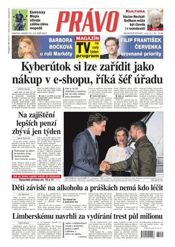 Obálka e-magazínu Deník Právo 23.9.2023