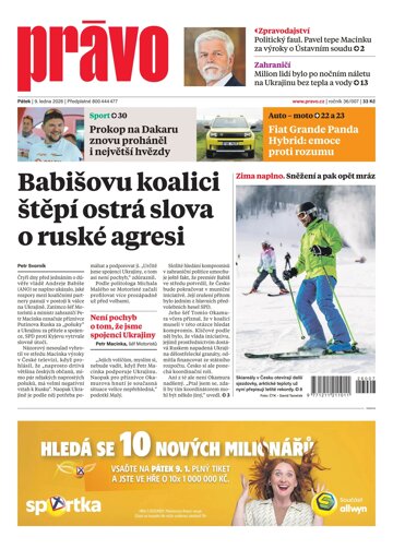 Obálka e-magazínu Deník Právo 9.1.2026