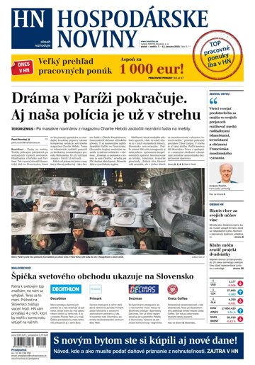 Obálka e-magazínu Hospodárske noviny 09.01.2015