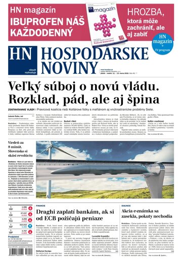Obálka e-magazínu Hospodárske noviny 11.3.2016