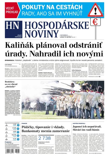 Obálka e-magazínu Hospodárske noviny 23.05.2016