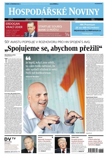 Obálka e-magazínu Hospodářské noviny 138 - 19.7.2016