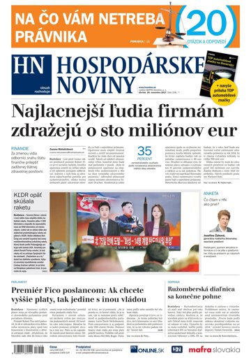 Obálka e-magazínu Hospodárske noviny 30.11.2017