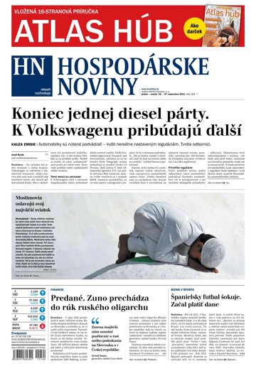 Obálka e-magazínu Hospodárske noviny 25.09.2015